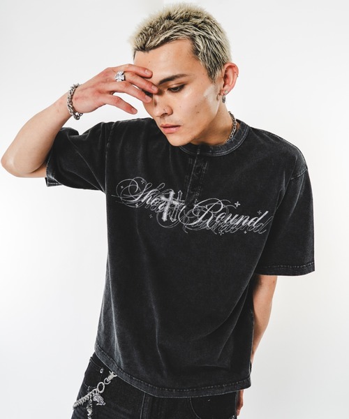 SHORT ROUND(ショートラウンド)の「SHORT ROUND/【26年春夏新作】ブリーチヘンリーグラフィックT(Tシャツ/カットソー・メンズ・ブラック系その他・LARGE/MEDIUM)」の10枚目の写真
