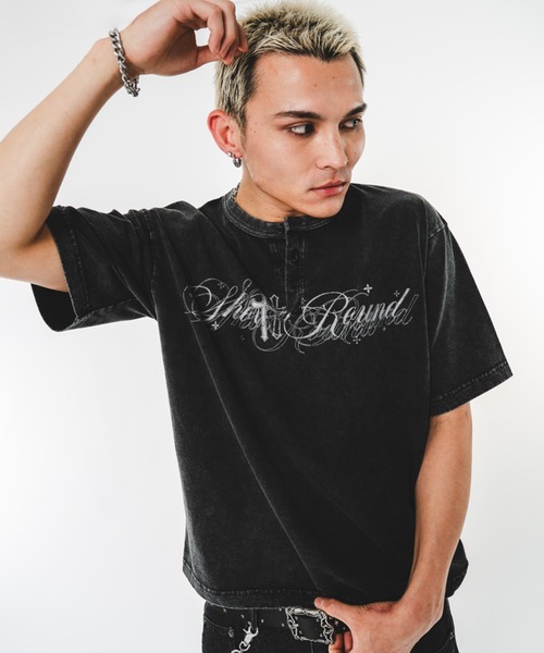 SHORT ROUND(ショートラウンド)の「SHORT ROUND/【26年春夏新作】ブリーチヘンリーグラフィックT(Tシャツ/カットソー・メンズ・ブラック系その他・LARGE/MEDIUM)」の11枚目の写真