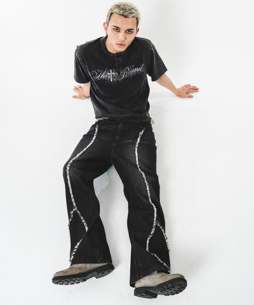 SHORT ROUND(ショートラウンド)の「SHORT ROUND/【26年春夏新作】ブリーチヘンリーグラフィックT(Tシャツ/カットソー・メンズ・ブラック系その他・LARGE/MEDIUM)」の14枚目の写真