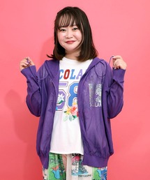 ScoLar(スカラー) スカラーちゃん箔プリント 接触冷感シアーパーカー