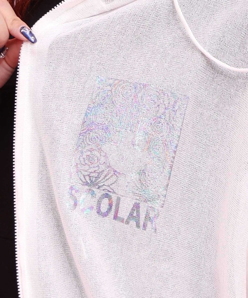 ScoLar(スカラー)の「ScoLar(スカラー) スカラーちゃん箔プリント 接触冷感シアーパーカー(パーカー・レディース・ブラック/パープル/オフホワイト・MEDIUM)」の14枚目の写真