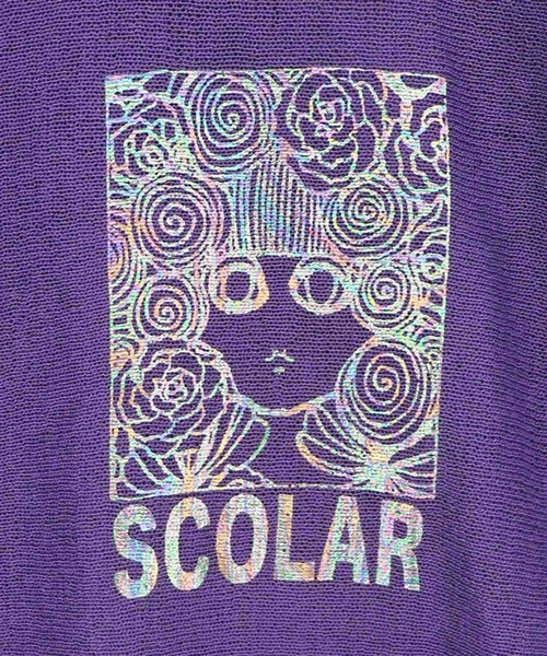 ScoLar(スカラー)の「ScoLar(スカラー) スカラーちゃん箔プリント 接触冷感シアーパーカー(パーカー・レディース・ブラック/パープル/オフホワイト・MEDIUM)」の10枚目の写真