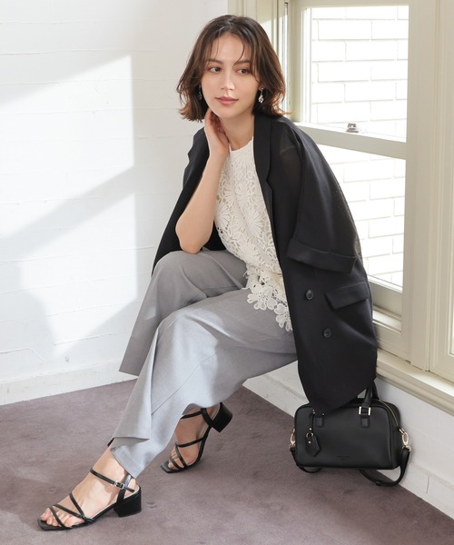 GLACIER lusso(グラシアルッソ)の「【美冷・接触冷感】フレンチレーストップス(Tシャツ/カットソー・レディース・ブラック/アイボリー・L/LL/M/S)」の6枚目の写真