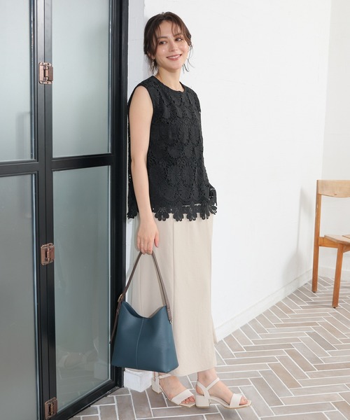 GLACIER lusso(グラシアルッソ)の「【美冷・接触冷感】フレンチレーストップス(Tシャツ/カットソー・レディース・ブラック/アイボリー・L/LL/M/S)」の11枚目の写真