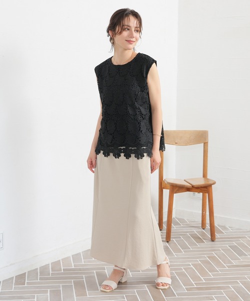 GLACIER lusso(グラシアルッソ)の「【美冷・接触冷感】フレンチレーストップス(Tシャツ/カットソー・レディース・ブラック/アイボリー・L/LL/M/S)」の15枚目の写真