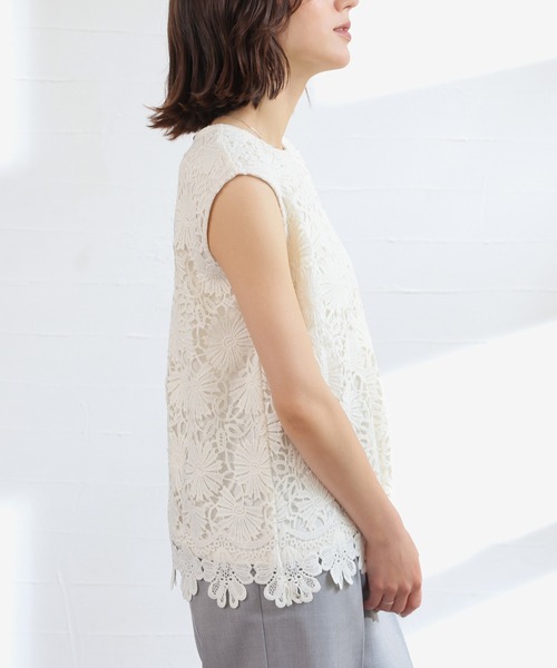 GLACIER lusso(グラシアルッソ)の「【美冷・接触冷感】フレンチレーストップス(Tシャツ/カットソー・レディース・ブラック/アイボリー・L/LL/M/S)」の21枚目の写真