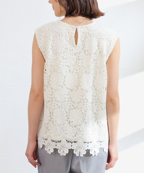 GLACIER lusso(グラシアルッソ)の「【美冷・接触冷感】フレンチレーストップス(Tシャツ/カットソー・レディース・ブラック/アイボリー・L/LL/M/S)」の22枚目の写真