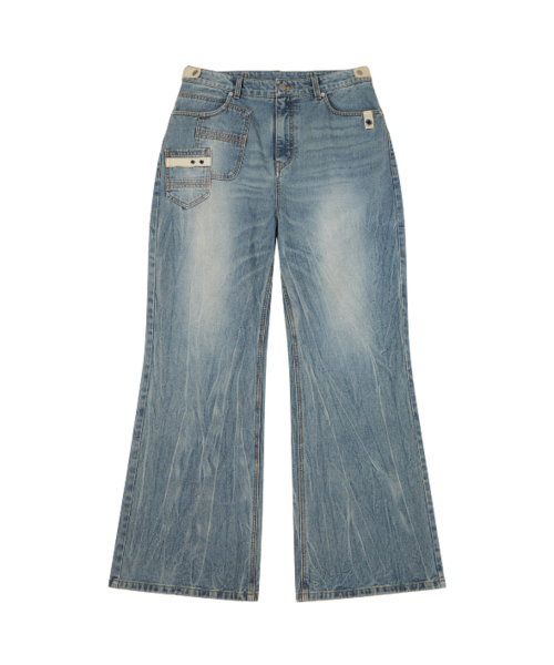 AAKAM（アーカム）の「Double Pocket Taped Denim Pants (Sky Blue)（デニムパンツ・レディース・その他・2/1）」の2枚目の写真