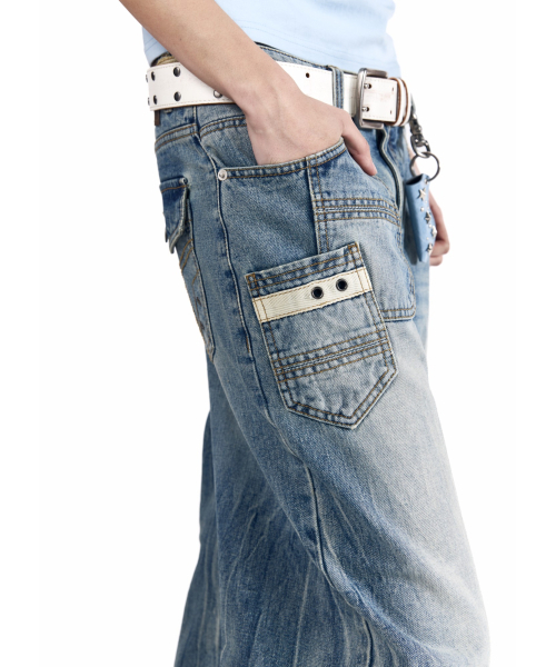 AAKAM（アーカム）の「Double Pocket Taped Denim Pants (Sky Blue)（デニムパンツ・レディース・その他・2/1）」の6枚目の写真