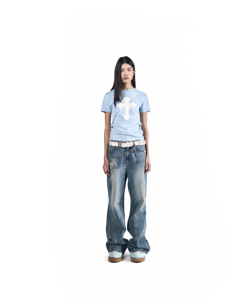 AAKAM（アーカム）の「Double Pocket Taped Denim Pants (Sky Blue)（デニムパンツ・レディース・その他・2/1）」の8枚目の写真