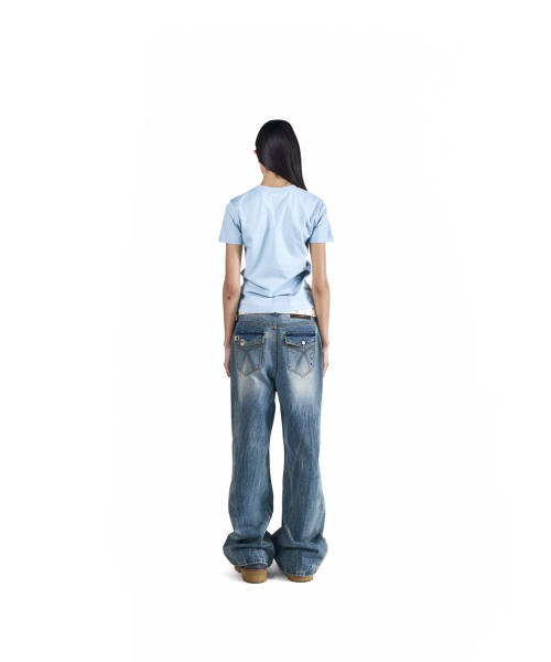 AAKAM（アーカム）の「Double Pocket Taped Denim Pants (Sky Blue)（デニムパンツ・レディース・その他・2/1）」の10枚目の写真