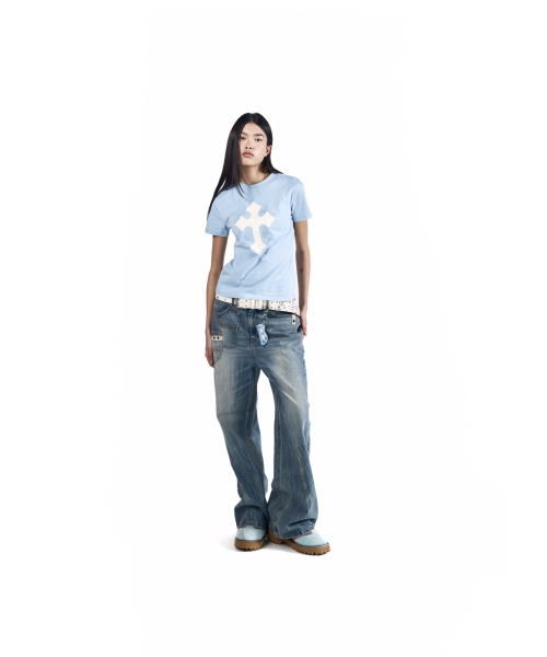 AAKAM（アーカム）の「Double Pocket Taped Denim Pants (Sky Blue)（デニムパンツ・レディース・その他・2/1）」の11枚目の写真