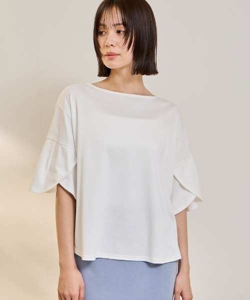 ketty(ケティ)の「【涼。軽やかに。】デザイン袖Tシャツ(Tシャツ/カットソー・レディース・ブラック/オフホワイト/ライトグレー・M)」の1枚目の写真
