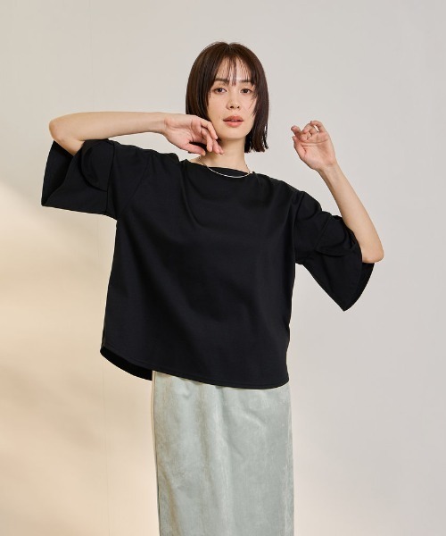ketty(ケティ)の「【涼。軽やかに。】デザイン袖Tシャツ(Tシャツ/カットソー・レディース・ブラック/オフホワイト/ライトグレー・M)」の5枚目の写真