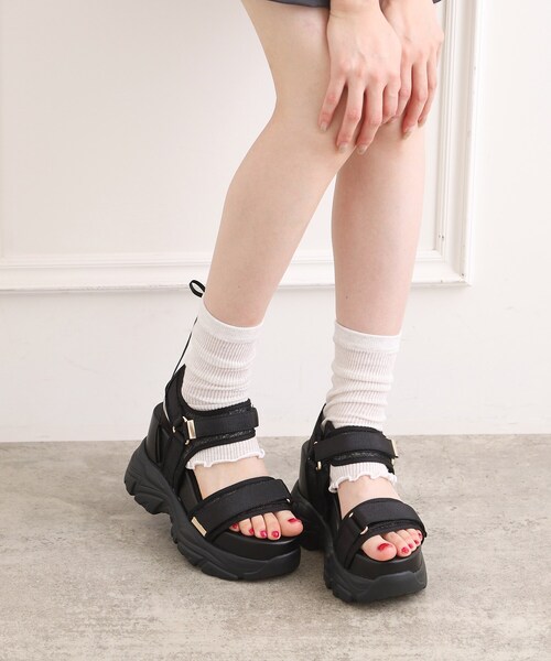 ESPERANZA（エスペランサ）の「【SPORTS SANDAL COLLECTION】厚底グリッターベルクロスポサン（サンダル・レディース・ブラック系2/ホワイト系3・LL/M/S/L）」の6枚目の写真