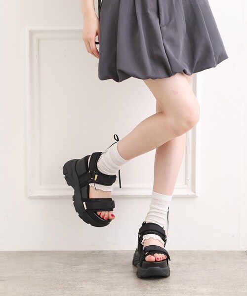 ESPERANZA（エスペランサ）の「【SPORTS SANDAL COLLECTION】厚底グリッターベルクロスポサン（サンダル・レディース・ブラック系2/ホワイト系3・LL/M/S/L）」の5枚目の写真