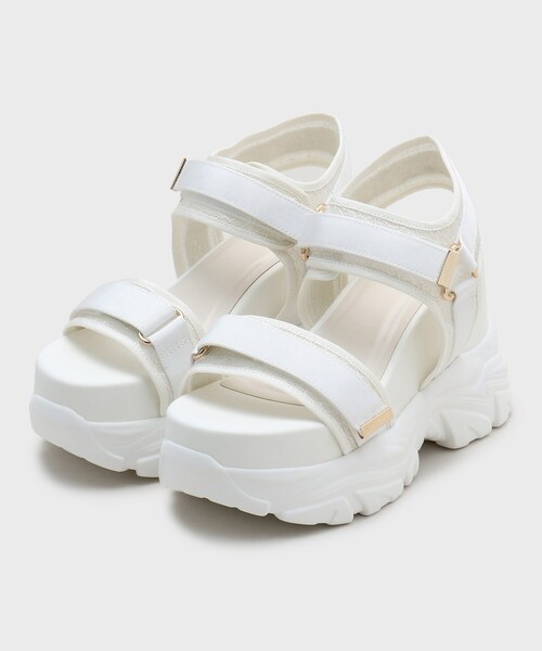 ESPERANZA（エスペランサ）の「【SPORTS SANDAL COLLECTION】厚底グリッターベルクロスポサン（サンダル・レディース・ブラック系2/ホワイト系3・LL/M/S/L）」の3枚目の写真