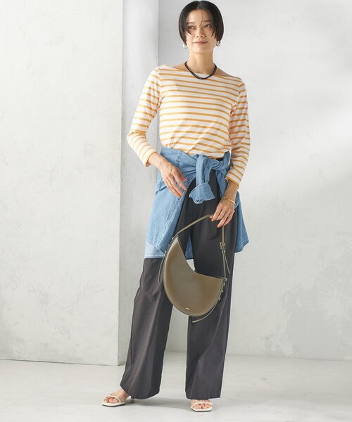 SHIPS（シップス）の「【SHIPS別注】Le minor: ボーダー ボートネック プルオーバー（Tシャツ/カットソー・レディース・イエロー/ブルー・ONE SIZE）」の3枚目の写真