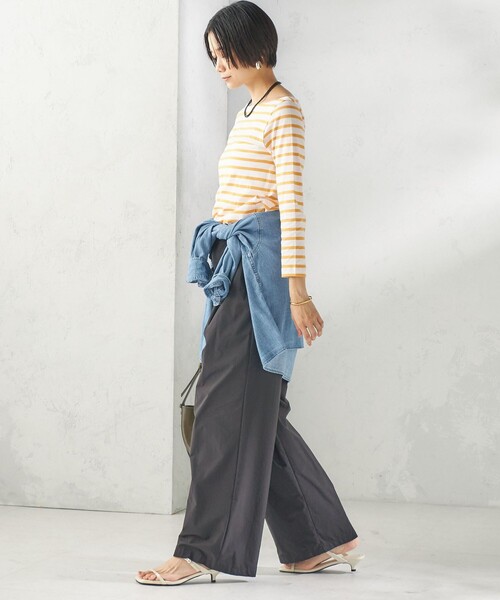 SHIPS（シップス）の「【SHIPS別注】Le minor: ボーダー ボートネック プルオーバー（Tシャツ/カットソー・レディース・イエロー/ブルー・ONE SIZE）」の4枚目の写真