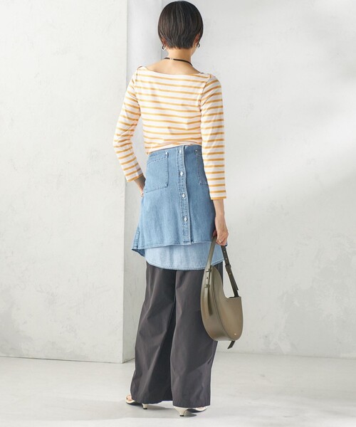 SHIPS（シップス）の「【SHIPS別注】Le minor: ボーダー ボートネック プルオーバー（Tシャツ/カットソー・レディース・イエロー/ブルー・ONE SIZE）」の5枚目の写真