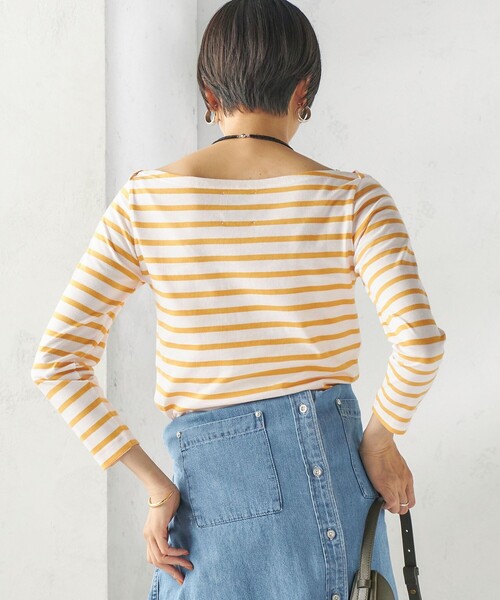 SHIPS（シップス）の「【SHIPS別注】Le minor: ボーダー ボートネック プルオーバー（Tシャツ/カットソー・レディース・イエロー/ブルー・ONE SIZE）」の9枚目の写真