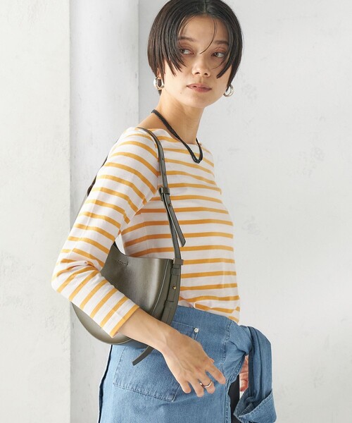 SHIPS（シップス）の「【SHIPS別注】Le minor: ボーダー ボートネック プルオーバー（Tシャツ/カットソー・レディース・イエロー/ブルー・ONE SIZE）」の10枚目の写真