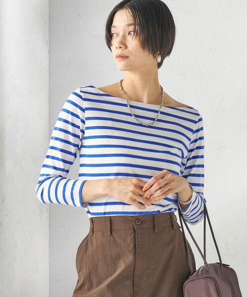 SHIPS（シップス）の「【SHIPS別注】Le minor: ボーダー ボートネック プルオーバー（Tシャツ/カットソー・レディース・イエロー/ブルー・ONE SIZE）」の16枚目の写真