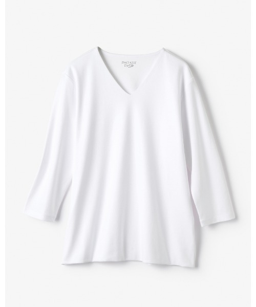 DoCLASSE( ドゥクラッセ)の「VネックN/7分袖・DoT(Tシャツ/カットソー・レディース・ホワイト/ブルー/ライトピンク/ライトグレー/ブラック/ダークブラウン/チャコール/ダークネイビー・L/3L/S/LL/M)」の10枚目の写真