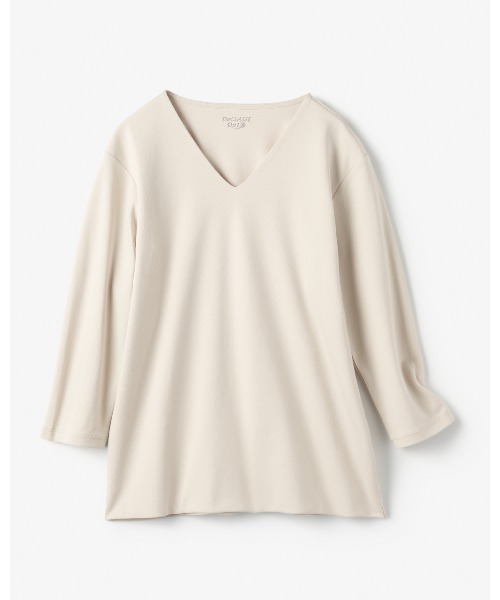 DoCLASSE( ドゥクラッセ)の「VネックN/7分袖・DoT(Tシャツ/カットソー・レディース・ホワイト/ブルー/ライトピンク/ライトグレー/ブラック/ダークブラウン/チャコール/ダークネイビー・L/3L/S/LL/M)」の12枚目の写真