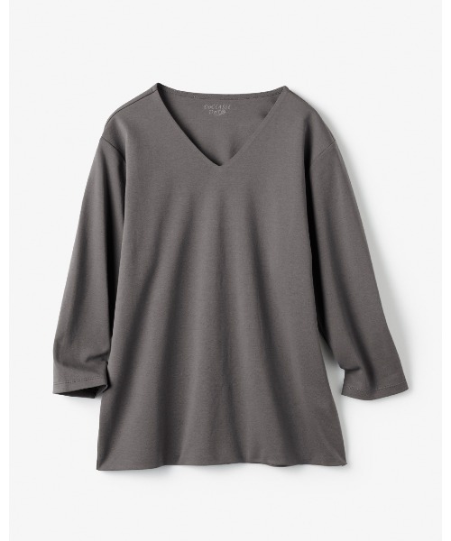 DoCLASSE( ドゥクラッセ)の「VネックN/7分袖・DoT(Tシャツ/カットソー・レディース・ホワイト/ブルー/ライトピンク/ライトグレー/ブラック/ダークブラウン/チャコール/ダークネイビー・L/3L/S/LL/M)」の14枚目の写真