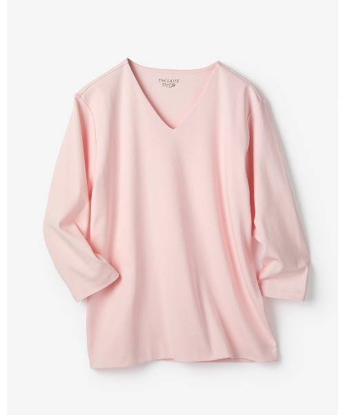 DoCLASSE( ドゥクラッセ)の「VネックN/7分袖・DoT(Tシャツ/カットソー・レディース・ホワイト/ブルー/ライトピンク/ライトグレー/ブラック/ダークブラウン/チャコール/ダークネイビー・L/3L/S/LL/M)」の18枚目の写真