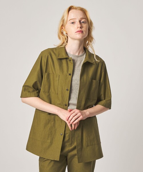 Steven Alan(スティーブンアラン)の「<Steven Alan>コットン サファリ シャツ(シャツ/ブラウス・レディース・ブラック/オリーブ・M/S)」の2枚目の写真