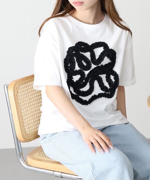 BARNDOOR(バーンドア)の「20/-天竺 フリル花Tシャツ 26SS 半袖(Tシャツ/カットソー・レディース・ブラック/杢グレー/オフホワイト・FREE)」の2枚目の写真