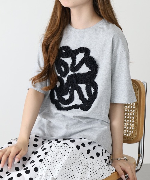 BARNDOOR(バーンドア)の「20/-天竺 フリル花Tシャツ 26SS 半袖(Tシャツ/カットソー・レディース・ブラック/杢グレー/オフホワイト・FREE)」の19枚目の写真