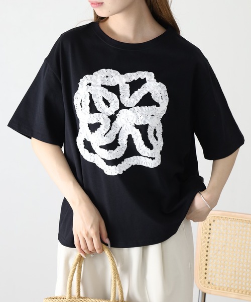 BARNDOOR(バーンドア)の「20/-天竺 フリル花Tシャツ 26SS 半袖(Tシャツ/カットソー・レディース・ブラック/杢グレー/オフホワイト・FREE)」の12枚目の写真