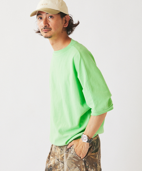 JOURNAL STANDARD relume(ジャーナルスタンダード レリューム)の「RIDING HIGH / ライディングハイ インレー 半袖スウェット Tシャツ(Tシャツ/カットソー・メンズ・SHERBET/パープル/ダークグリーン・LARGE/MEDIUM)」の9枚目の写真