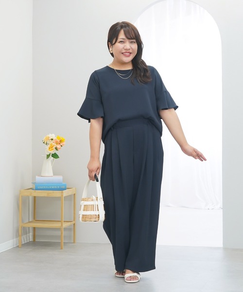 anyfee(エニフィー)の「【anyfee×HINAコラボ】サマラクすっきりフレアチューリップスリーブブラウス《大きいサイズ》(2026SS)(シャツ/ブラウス・レディース・ベージュ/ネイビー/アイボリー/チャコール・LL/3L/4L/5L)」の21枚目の写真