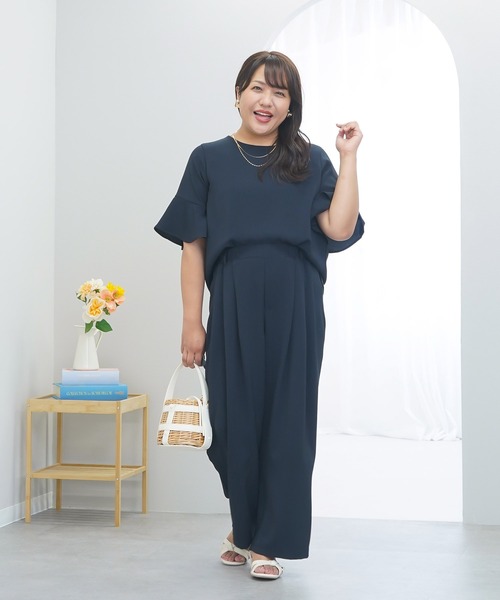 anyfee(エニフィー)の「【anyfee×HINAコラボ】サマラクすっきりフレアチューリップスリーブブラウス《大きいサイズ》(2026SS)(シャツ/ブラウス・レディース・ベージュ/ネイビー/アイボリー/チャコール・LL/3L/4L/5L)」の20枚目の写真