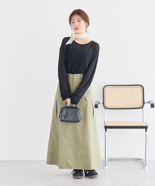 earth music&ecology(アースミュージックアンドエコロジー)の「シアーワッフルプルオーバー(Tシャツ/カットソー・レディース・サックスブルー/オフホワイト/グレー/ブラック・FREE)」の6枚目の写真