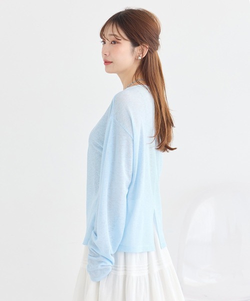 earth music&ecology(アースミュージックアンドエコロジー)の「シアーワッフルプルオーバー(Tシャツ/カットソー・レディース・サックスブルー/オフホワイト/グレー/ブラック・FREE)」の11枚目の写真