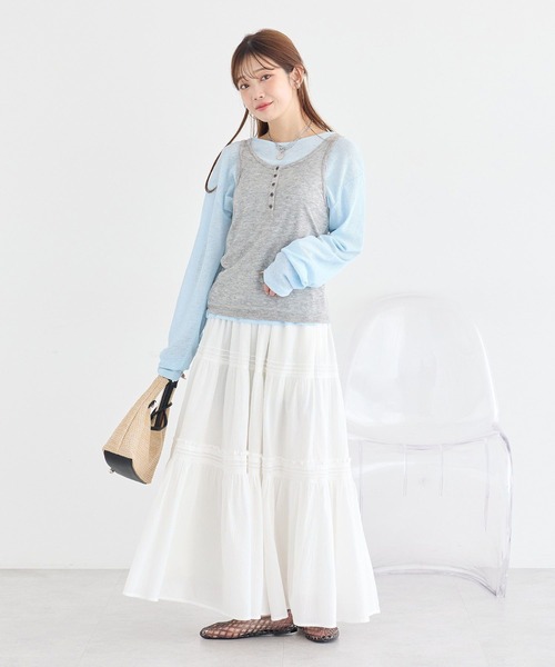 earth music&ecology(アースミュージックアンドエコロジー)の「シアーワッフルプルオーバー(Tシャツ/カットソー・レディース・サックスブルー/オフホワイト/グレー/ブラック・FREE)」の14枚目の写真