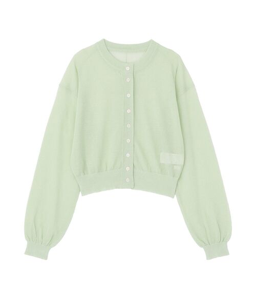 CRAFT STANDARD BOUTIQUE(クラフトスタンダードブティック)の「強撚シアークルーネックショート丈ニットカーディガン(カーディガン/ボレロ・レディース・グリーン/パープル/ブラック・FREE)」の15枚目の写真