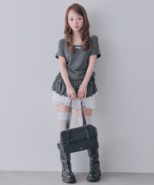 OLIVE des OLIVE(オリーブデオリーブ)の「バックリボンドロストチュニック(チュニック・レディース・オフホワイト/ピンク/ブラック/チャコールグレー・FREE)」の17枚目の写真