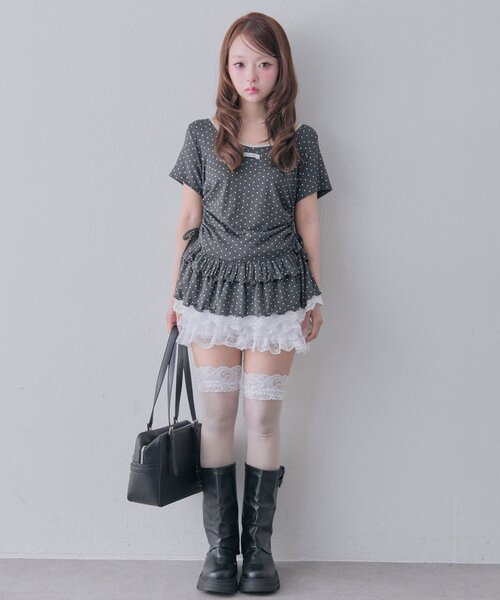 OLIVE des OLIVE(オリーブデオリーブ)の「バックリボンドロストチュニック(チュニック・レディース・オフホワイト/ピンク/ブラック/チャコールグレー・FREE)」の18枚目の写真