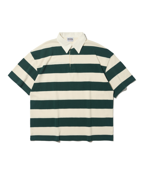 TAILOR STUDIO（テーラースタジオ）の「オックスフォードストライプポロスウェット半袖Tシャツ（グリーン）（ポロシャツ・レディース・その他・FREE）」の2枚目の写真