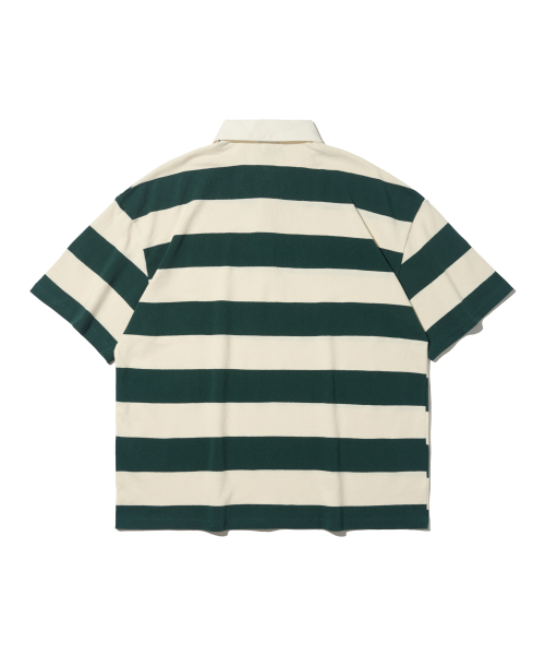 TAILOR STUDIO（テーラースタジオ）の「オックスフォードストライプポロスウェット半袖Tシャツ（グリーン）（ポロシャツ・レディース・その他・FREE）」の3枚目の写真