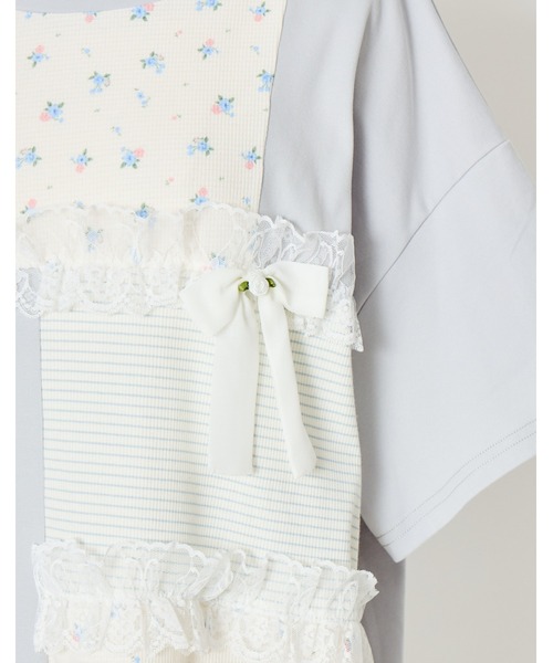 Lolime by mellfy memory(ロリミー バイ メルフィーメモリー)の「floral patchwork T-shirts(Tシャツ/カットソー・レディース・ブルー/ピンク・FREE)」の16枚目の写真