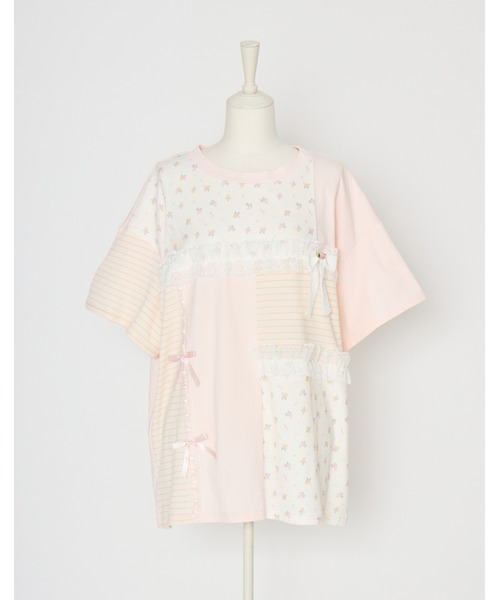 Lolime by mellfy memory(ロリミー バイ メルフィーメモリー)の「floral patchwork T-shirts(Tシャツ/カットソー・レディース・ブルー/ピンク・FREE)」の21枚目の写真