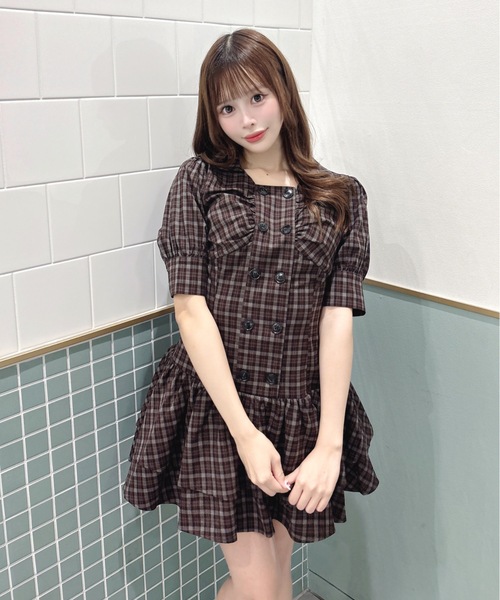 one way(ワンウェイ)の「W釦ミニワンピース(ワンピース・レディース・ブルー系その他/ブラック系その他/ブラウン系その他・FREE)」の8枚目の写真