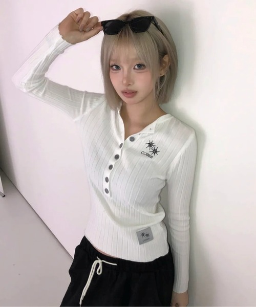 COIRIS(コイリス)の「COIRIS/ボタンヘンリーリブロングスリーブ(Tシャツ/カットソー・レディース・ベージュ/ホワイト/ブラック・FREE)」の17枚目の写真